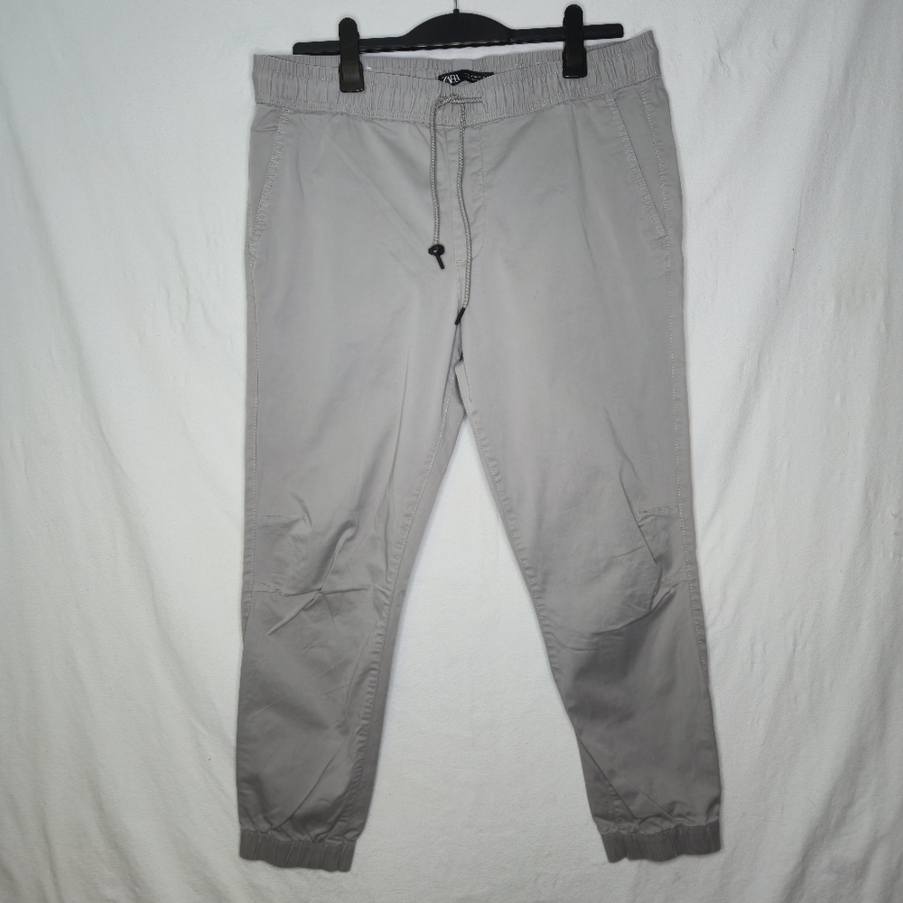 Zara Men's Cargo Pants Cuff Bottoms Stone Colour Size XL